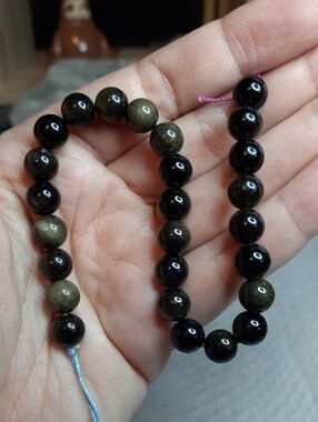 8mm Gold Sheen Obsidian Bead Strand – 8" #11